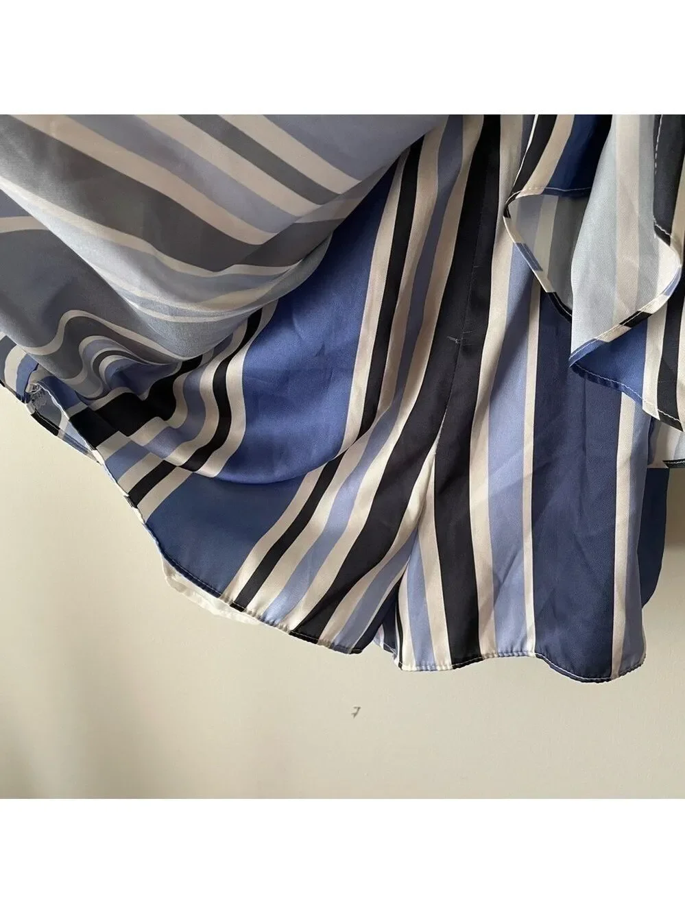 Zara Satin Striped Skort Romper Blue White Wrap V Neck NWT Size Small - Picture 11 of 16